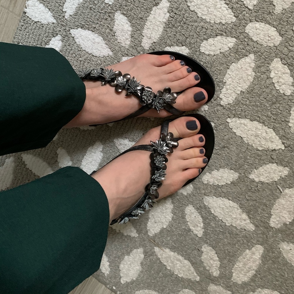 Pewter Flowered Donald & Lisa Signature Sandals